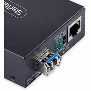 StarTech.com Gigabit Singlemode (SM) LC Glasfaser-Medienkonverter, 10/100/1000Mbps, 20 km, RJ45 zu LC, Vollmetallgehäuse, 