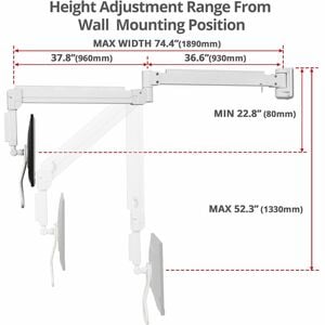 SIIG Medical Grade Single 32 inch Monitor Long Arm Wall Mount 17.6 lbs-White - Medical Grade Single 32 inch Monitor Long A