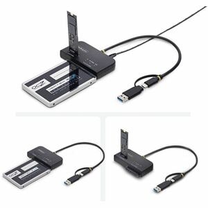 StarTech USB-C/USB-A to M.2 NVMe and 2.5in/3.5in SATA Adapter, 10Gbps, Tool-Free External SSD Hard Drive Reader, B+M/M-Key