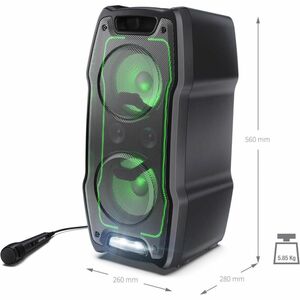 Sharp XParty Sing PS-931 Tragbar Bluetooth Lautsprechersystem - 180 W RMS - Schwarz - Tabletop - Aufladbarer Akku - USB