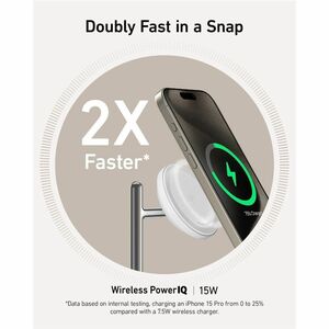 Caricatore a induzione ANKER MagGo A25M3 - Bianco, Argento - Per Dispositivo abilitato Qi2, iPhone, Smartwatch, AirPod, Ea