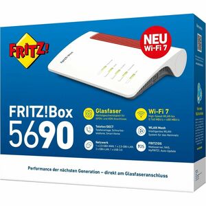 FRITZ! FRITZ!Box 5690 Wi-Fi 7 IEEE 802.11 a/g/n/ac/ax/be Ethernet Drahtlos Router - Dualband - 2,40 GHz ISM-Band - 5 GHz U
