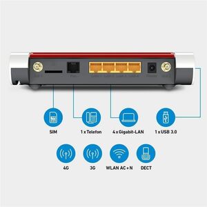 FRITZ! FRITZ!Box 6850 Wi-Fi 5 IEEE 802.11a/g/n/ac Mobilfunk, Ethernet Modem/Wireless Router - 4G - LTE 700, LTE 800, LTE 8
