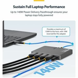 StarTech.com USB Type C Docking Station for Workstation - Charging Capability - 140 W Power Supply - Space Gray - TAA Comp