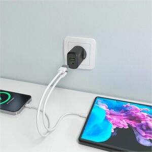 CARGADOR GAN 30W USB-C PD3.0 QC4.0 USB-A QC3.0 NEGRO