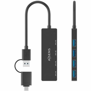 HUB USB 3.1 USB-C/M Y USB-A/M 4XTIPO A/H NEGRO 15CM