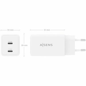 CARGADOR GAN 65W 2XUSB-C PD3.0 QC4.0 BLANCO