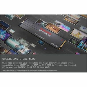SanDisk Optimus Solid State-Laufwerk - M.2 2280 Intern - 1 TB - PCI Express NVMe (PCI Express NVMe 4.0 x4) - Notebook, Des