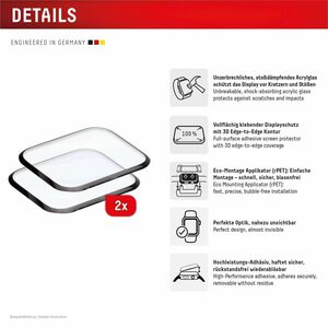 Displex 9H Acryl, Glas Displayschutz für Apple Watch Series 7, Watch Series 8 - Transparent - 2 Pack - für OLED Apple Watc