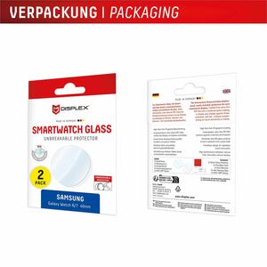 Displex 9H Hybridglas Displayschutz für Samsung - Transparent - 2 / Pack - für Super AMOLED Smartwatch - Bruchsicher, Vers