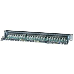 Intellinet Network Solutions Patch Panel, Cat6, FTP, 24-Port, 1U, Shielded, 90 degree Top-Entry Punch-Down Blocks, Black -