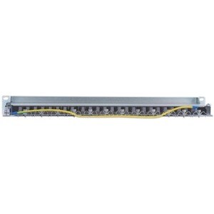 Patch Panel, Cat6, FTP, 24-Port, 1U, Shielded, 90° Top-Entry Punch-Down Blocks, Grey - 24 x RJ-45 - 24 x RJ-11 - 1U High -