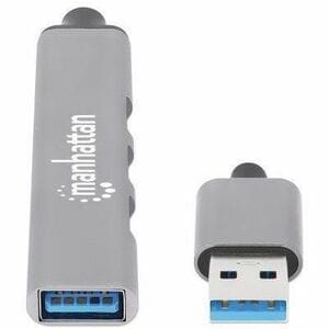 USB-A 4-Port Hub, 4x USB-A Ports (1x 5 Gbps USB 3.2 Gen1 aka USB 3.0, 3 x 480 Mbps USB 2.0), Bus Powered, Aluminium, Space