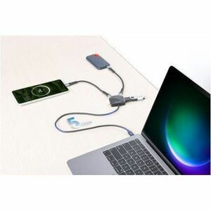 Manhattan USB-C & USB-A Combo Dock/Hub, Ports (4): USB-A (x2) and USB-C (x2), 5 Gbps (USB 3.2 Gen1 aka USB 3.0), Angled Sh