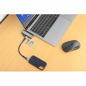 Manhattan USB-C Travel Dock/Hub, Ports (x4): HDMI, USB-A, USB-C and 3.5mm audio, With Power Delivery (100W) to USB-C Port,