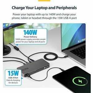 StarTech 4-Port Thunderbolt 5 Hub with Thunderbolt Share KVM, 80 / 120Gbps, 8K Multi-Display, 140W PD, USB-A 10Gbps, TB4 &