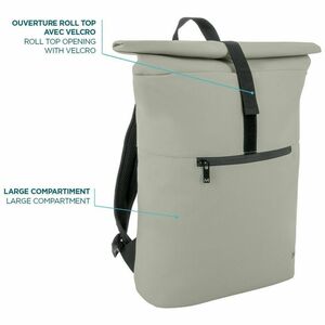 MOBILIS Lifestyle Carrying Case (Backpack) for 35.6 cm (14") to 40.6 cm (16") Notebook - Mineral Gray - Shoulder Strap, Ha