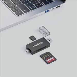 USB-A / USB-C combo Multi-Card Reader/Writer, 5 Gbps (USB 3.2 Gen1 aka USB 3.0), Male to microSD and SD/MMC Slots, Mini Fo