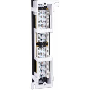 Patch Panel, Cat6, Wall-mount, UTP, 12 Port, Black - 12 x RJ-45 - Wall Mountable