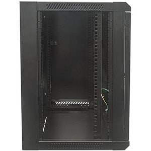 Network Cabinet, Wall Mount (Standard), 9U, 600mm Deep, Black, Flatpack, Max 60kg, Metal & Glass Door, Back Panel, Removea