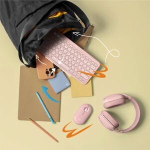 Logitech Pebble Keys 2 K380s 键盘 - 袖珍的 - 无线 连接 - USB 接口 - 英文（美国） - QWERTY 布局 - Bluetooth/RF - 10 m - 2.40 GHz - 台式机, 搜索, 后面