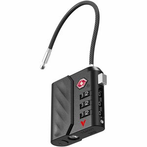 Verbatim Combination Padlock - 1 - Acrylonitrile Butadiene Styrene (ABS), Braided Stainless Steel - Black