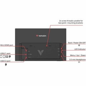 Verbatim LIGHT 16" Class LCD Touchscreen Monitor - 16:9 - 10 ms - 15.6" Viewable - Capacitive - 10 Point(s) Multi-touch Sc