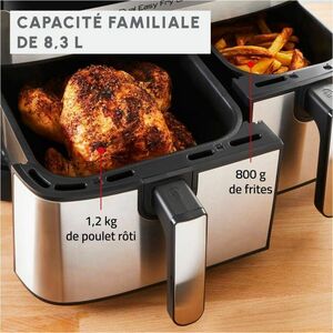 Moulinex Dual Easy Fry & Grill, Capacità 8,3 L, Doppio Cestello, Friggitrice ad Aria e Griglia, 8 Programmi Preimpostati, 