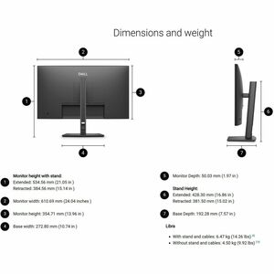 Dell Pro P P2726HE 27" Class LED Monitor - 16:9 - Dark Grey - 68.6 cm (27") Viewable - In-plane Switching (IPS) Technology