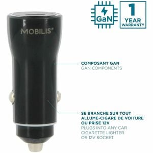 MOBILIS Energia 45 W Auto Adapter - Universal Adapter - 1 USB Type-C - For Smartphone, Tablet PC - 12 V DC, 24 V DC Input 