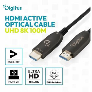Digitus 100 m Hybrid Fiber Optic A/V Cable - 1 Piece - Cable for Audio/Video Device, Digital Signage Display, HDTV, Displa
