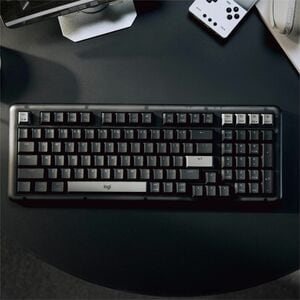 Logitech K98S Plus 键盘 - 袖珍的 - 有线/无线 连接 - A 型 USB 接口 - 英文（美国） - QWERTY 布局 - 午夜黑 - 机械 按键开关 - Bluetooth/RF - 10 m - 2.40 GHz 
