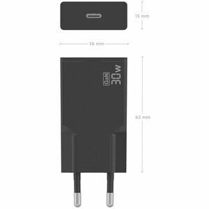 CARGADOR GAN ULTRA DELGADO 30W 1XUSB-C PD3.0 NEGRO