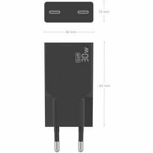 CARGADOR GAN ULTRA DELGADO 30W 2XUSB-C PD3.0 NEGRO