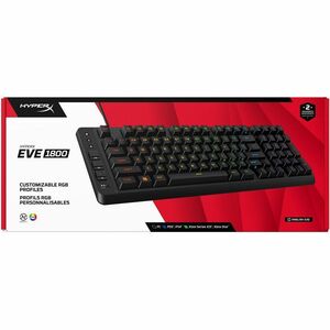 HyperX Eve 1800 Gaming Keyboard - Compact - Cable Connectivity - USB Type A Interface - RGB LED - English (US) - Black - M