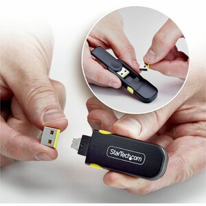 StarTech.com USB-A Port Blocker Schlüssel mit 4x Verriegelung-Staubschutzkappen, Snap-In, Portschutz für Laptops und Compu