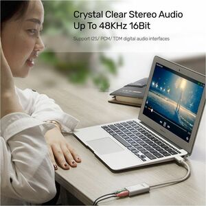Unitek Audio Adapter - 1 x USB 2.0 Type A - Male - 2 x Mini-phone Stereo Audio - Female - Silver