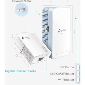 TP-Link TL-WPA7517 KIT Powerline Network Adapter - 1 - 3 x Network (RJ-45) - 1000 Mbit/s Powerline - 300 m Distance Suppor