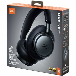 JBL Live 780NC Wired/Wireless Over-the-head, Over-the-ear Stereo Headset - Black - Binaural - Circumaural - Bluetooth - 32