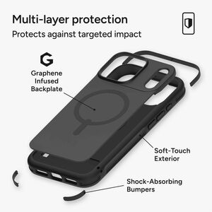ZAGG Sedona Snap Case for Apple iPhone 17 Smartphone - Flood Black - Impact Absorbing, Drop Resistant, Impact Resistant, S