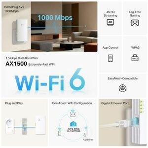 Adaptateur de réseau powerLine - TP-Link TL-WPA7818 TKIT - 2 x Réseau (RJ-45) - 1000 Mbit/s PowerLine - 300 m Distance tol