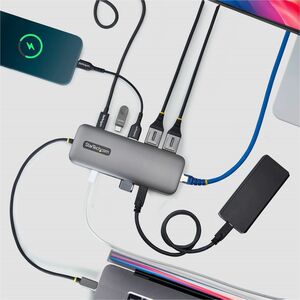 StarTech.com Adattatore Multiporta USB-C a Dual DisplayPort, ricarica PD 100W, 2x 4K 60Hz, Hub 5 porte 5Gbps, Gigabit Ethe