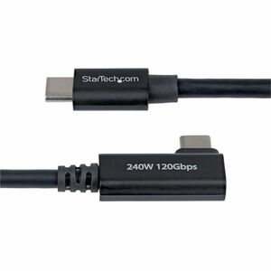 StarTech 2.6ft (80cm) Right Angle Thunderbolt 5 Cable, 80Gbps/120Gbps, 240W PD, 8K 60Hz, Certified Thunderbolt Cable - Cer