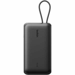 Belkin BoostCharge Power Bank - Black - 20000 mAh - 45 W - Built-in Cable - Black