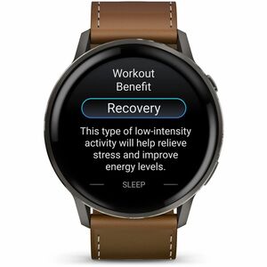 Garmin Venu 4 Smart Watch - Slate Case Color - Black, Brown Band Color - Stainless Steel, Metal Body Material - Fiber Rein
