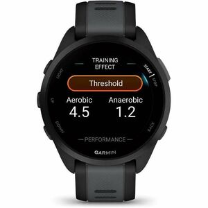 Garmin Forerunner 165 Smart Watch - Round Case Shape - Black Body Color - Slate Grey Band Color - Fiber Reinforced Polymer