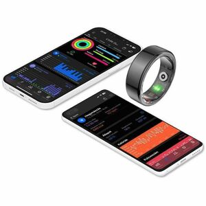 Carneo Smart Ring - Finger Wearable - Titanium Black - Pedometer - Text Messaging, Push Notification - Stress, Heart Rate,