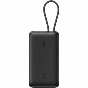 Belkin BoostCharge Stromspeicher - Schwarz - 10000 mAh - 45 W - Integriertes Kabel - Schwarz