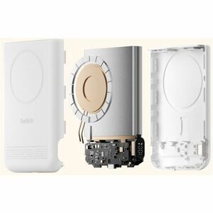 Belkin UltraCharge Pro Power Bank - White - For Qi2-enabled Device, MagSafe-enabled Device, iPhone - 1 x Type-C 25W - 1000