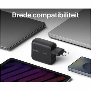 Belkin BoostCharge 100 W AC Adapter - Universal Adapter - 1 USB Type-C - For Smartphone, Tablet PC, Notebook, iPhone, iPad
